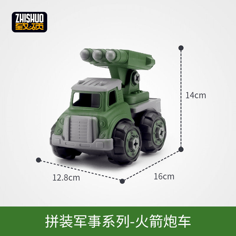 Wholesale Children's Puzzle Early Education Tank DIY Screwing, Disassembling, Assembling, and Assembling Military Toys